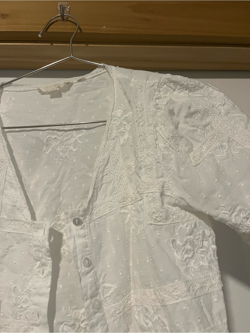 100% cotton Forever that Girl Anthropologie White Button-Front Lace Top - Picture 2 of 6